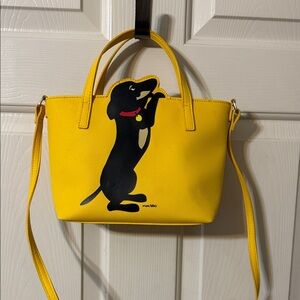 Marc Tetro DACHSHUND Yellow Mini TOTE w/ Shoulder Strap